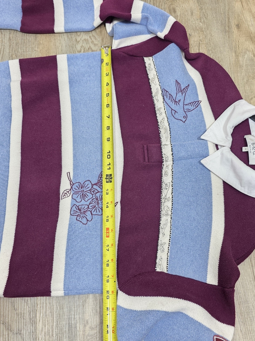 SEA NEW YORK HESTER SOLID RUGBG 95% Cotton, 5% Cashmere SWEATER SIZE S MSRP $375 - Picture 11 of 11